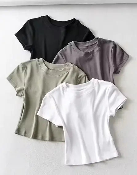 Sexy Summer Slim Fit O-Neck Crop Top