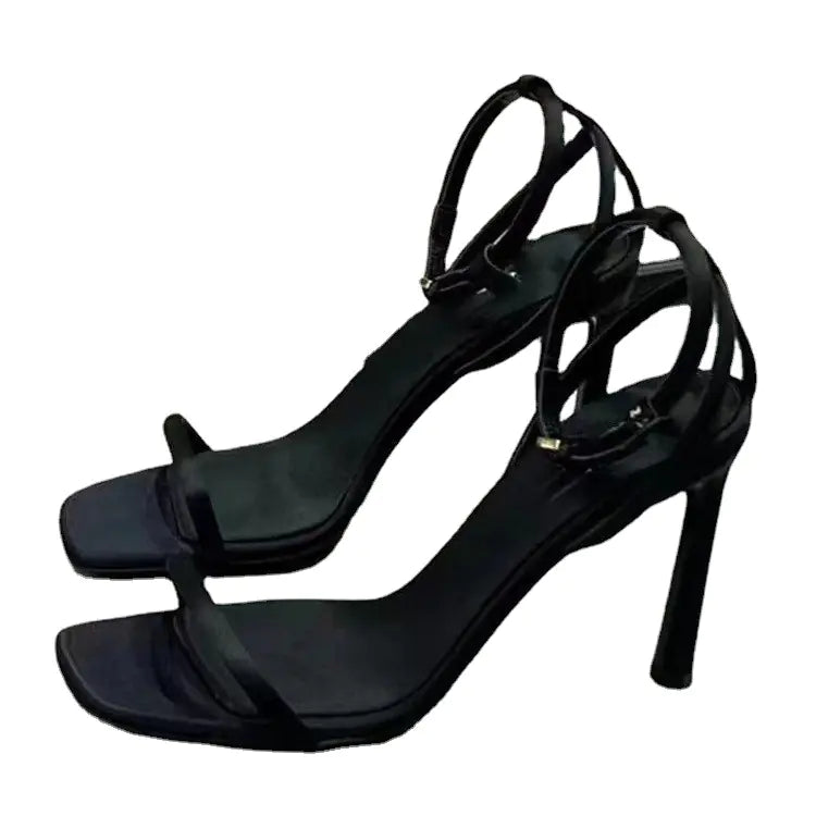 Square Toe Fine Heel Strap Sandals