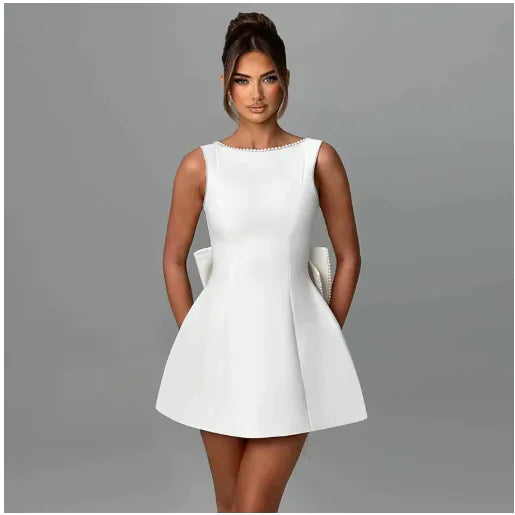 Pearl Bow Slim Fit Dress