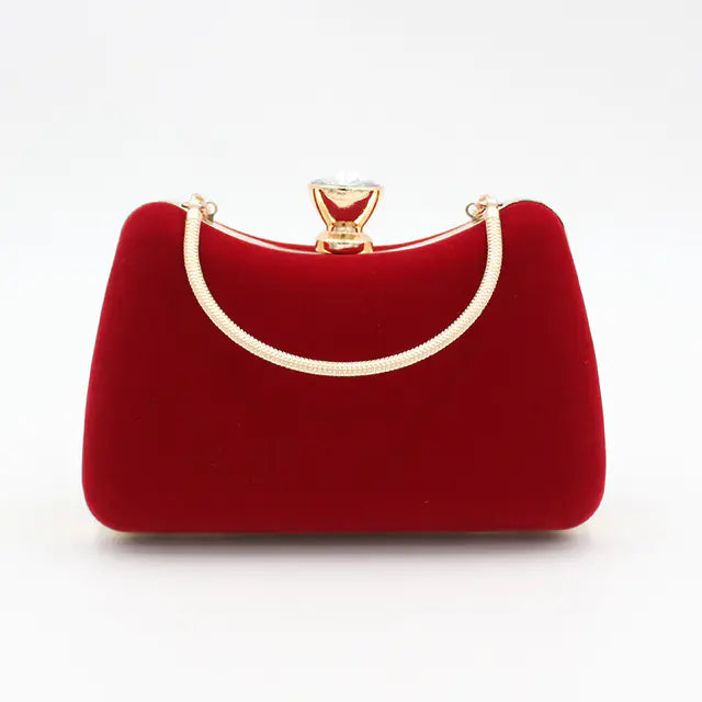 Vintage Velour Evening Clutch with Top Handle