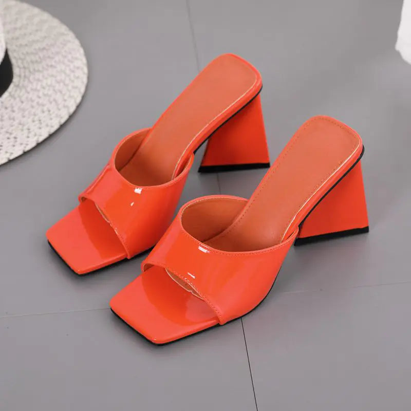Thick High Heel Sandals with Square Toe