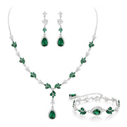 Emerald Teardrop Bridal Jewelry Set