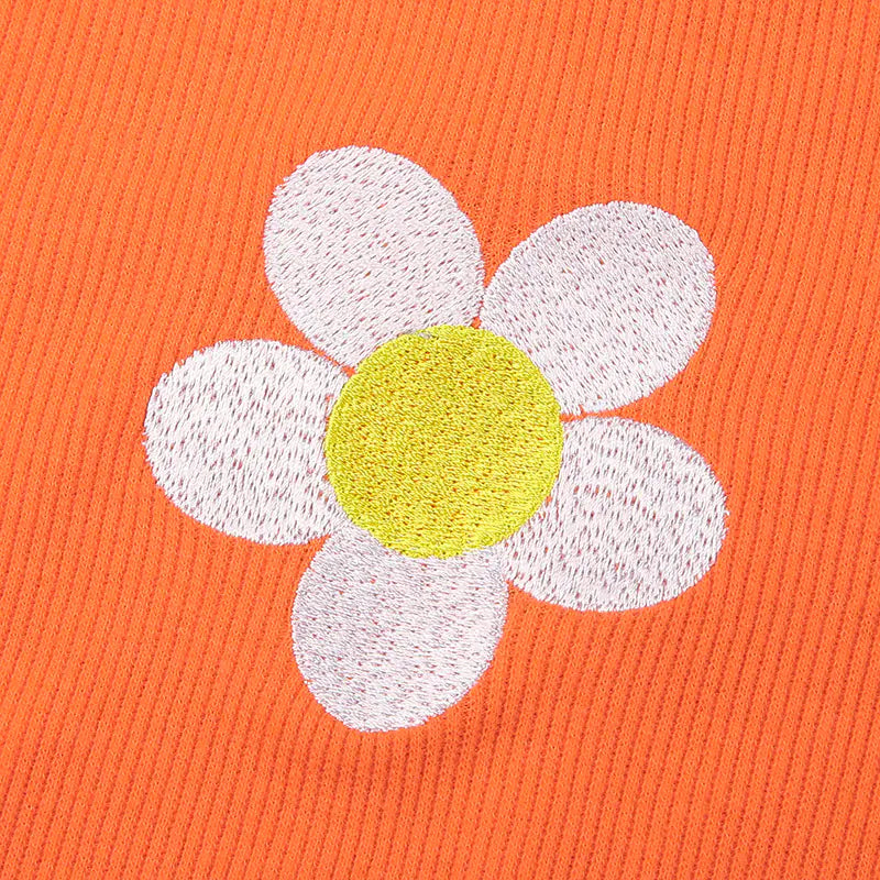 Petal Print Long Sleeve Crop Top