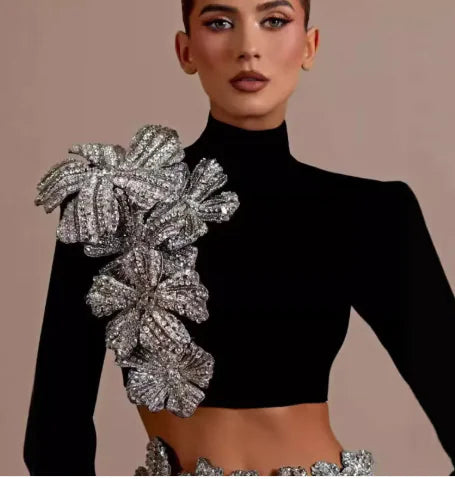 Black Top & Skirt Set