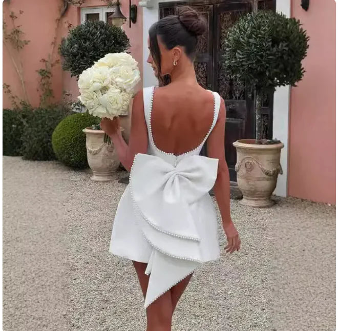 Pearl Bow Slim Fit Dress