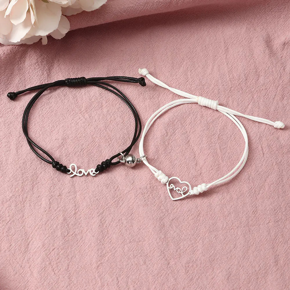Simple Alloy Love Magnet Valentine's Bracelet