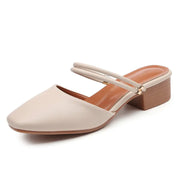 Mid-Heel Baotou Half Slippers and Thick-Heel Sandals