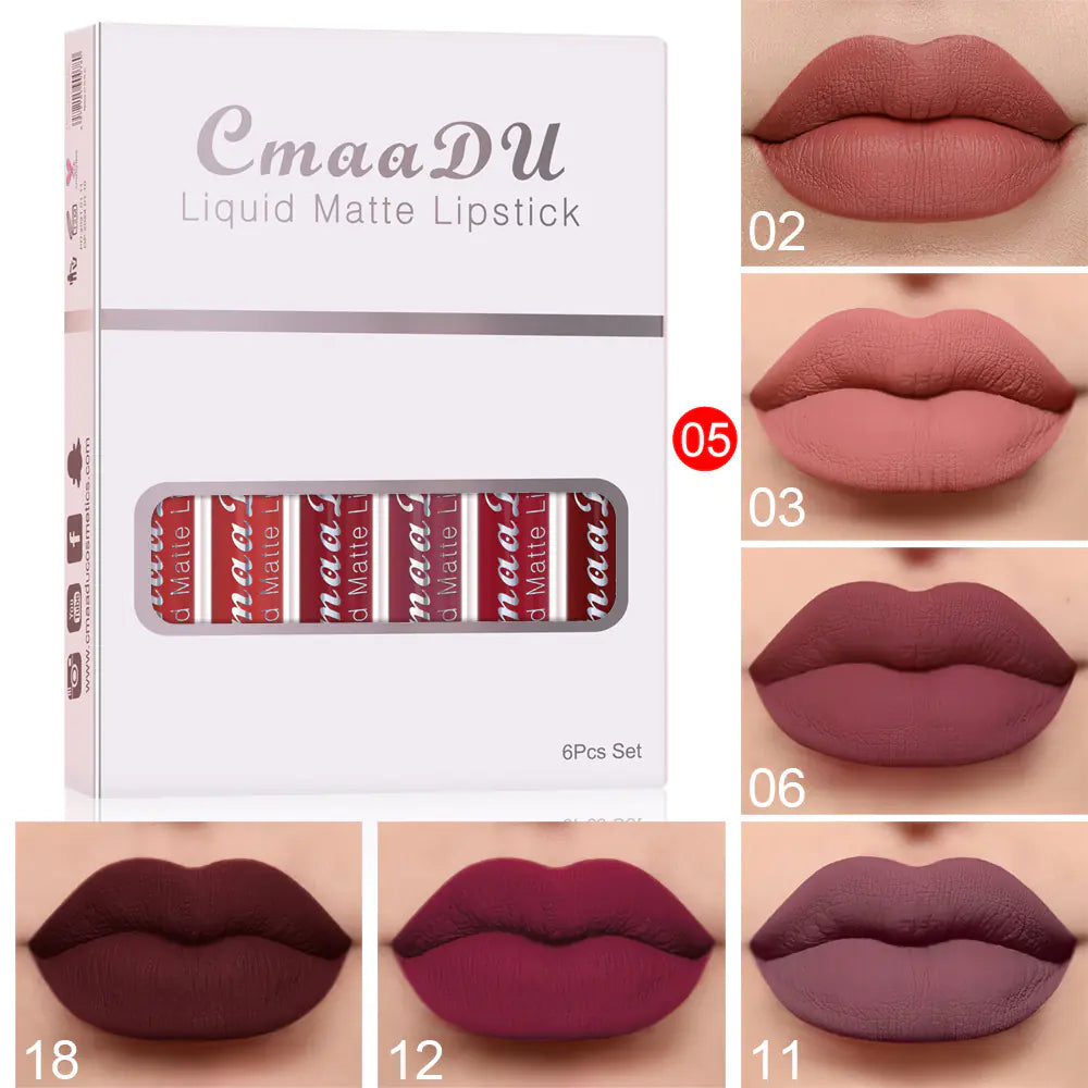 6-Pack Matte Non-Stick Lip Gloss Set