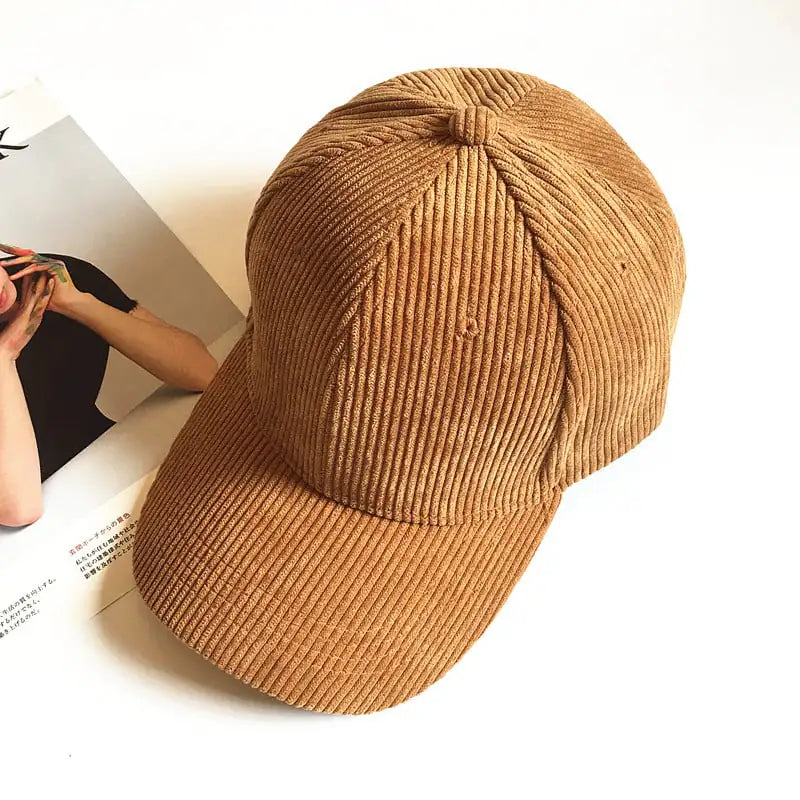Unisex Corduroy Striped Duck Tongue Hat