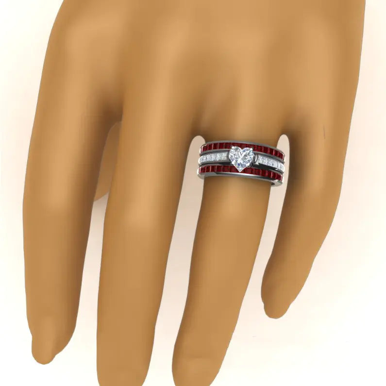 Ruby Heart Three-Layer Statement Ring