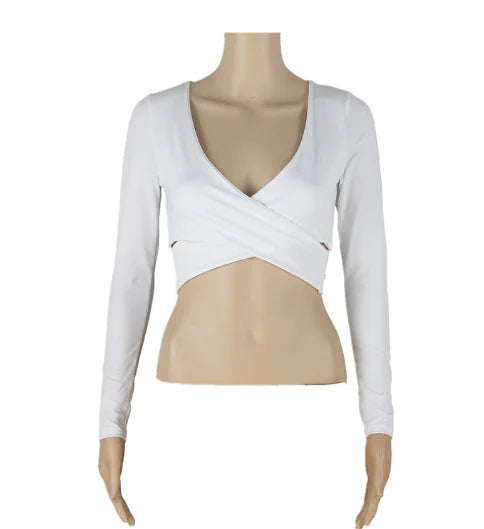 Long Sleeve Crop Top with Corset Ties
