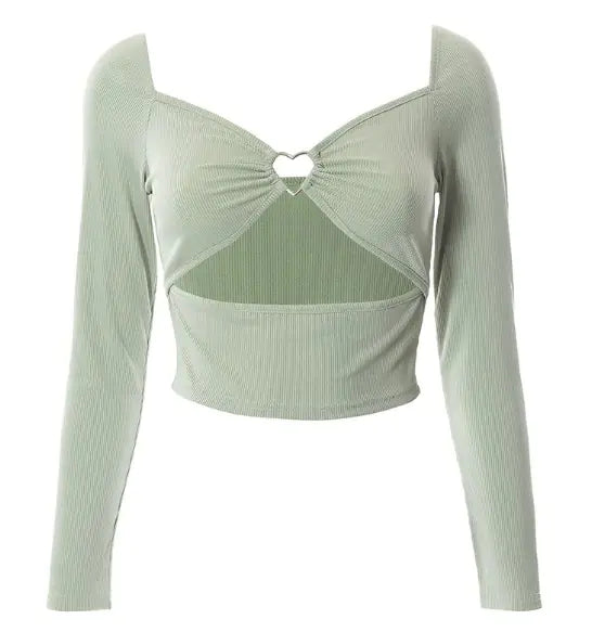 Sleek Backless Crop Top with Hollow-Out Design