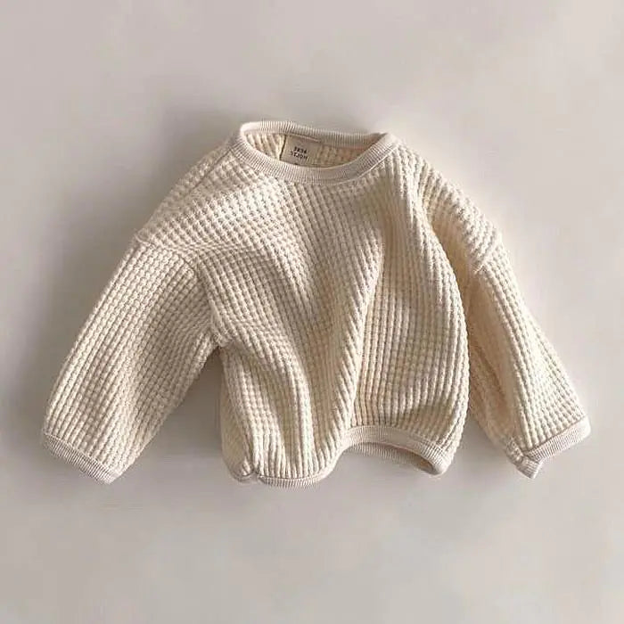 Simple Waffle Loose Pullover T-shirt