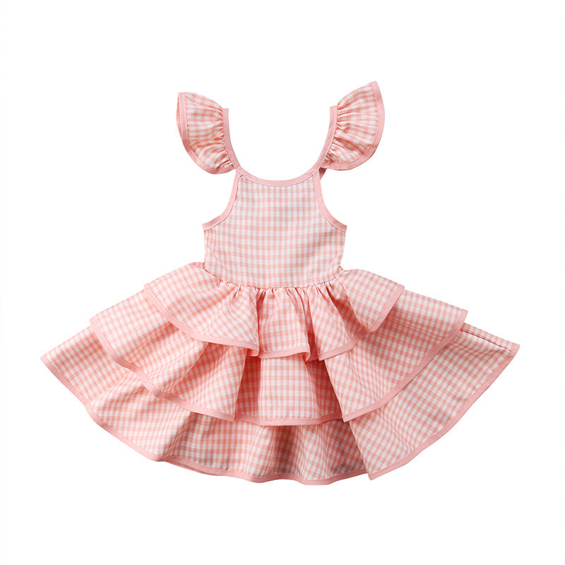 Plaid Backless Flying Sleeve