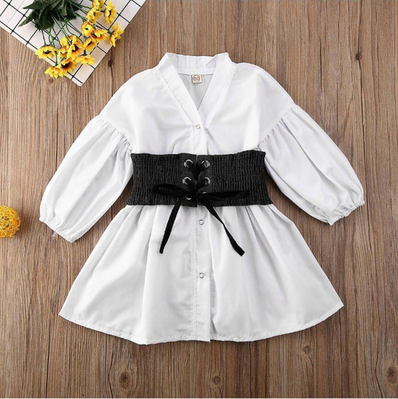 Kids Baby Girls White A-Line Shirt Dress