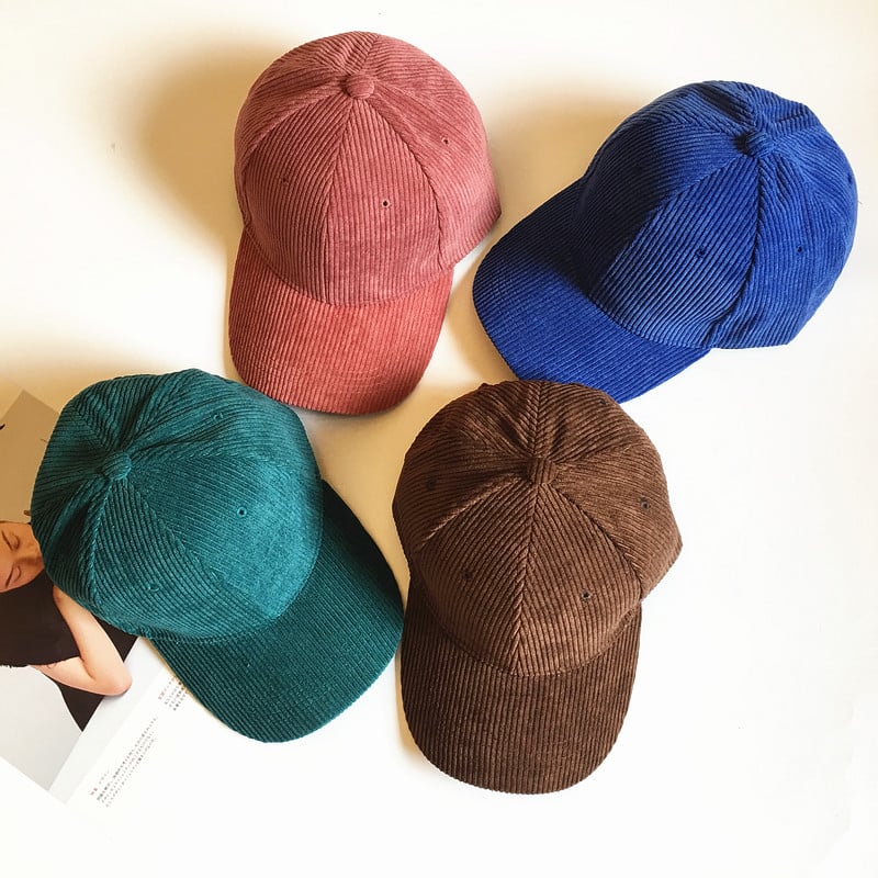 Unisex Corduroy Striped Duck Tongue Hat