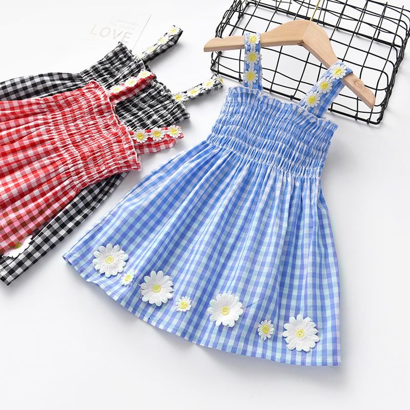Plaid Dress Princess Suspender Skirt