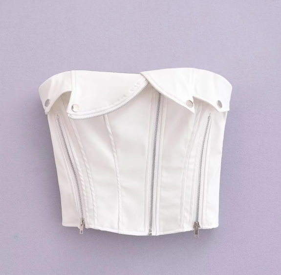 Leather Crop Top with Zipper
