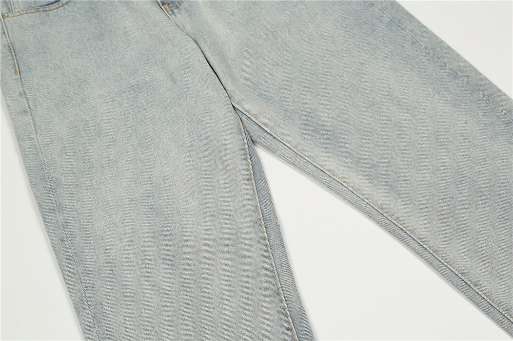 Men's Light Washed Loose Straight Leg Jeans