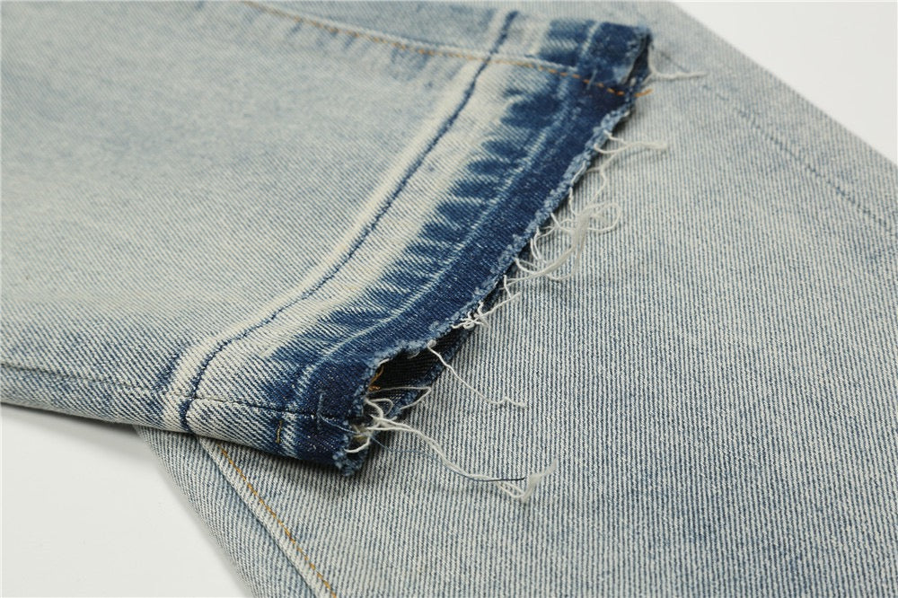 Men's Light Washed Loose Straight Leg Jeans