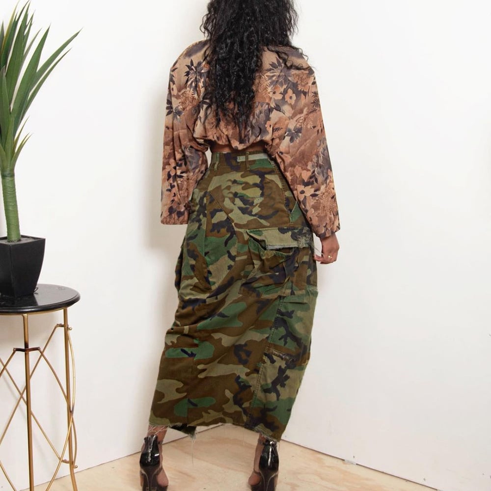 Camouflage Slit Long Skirt