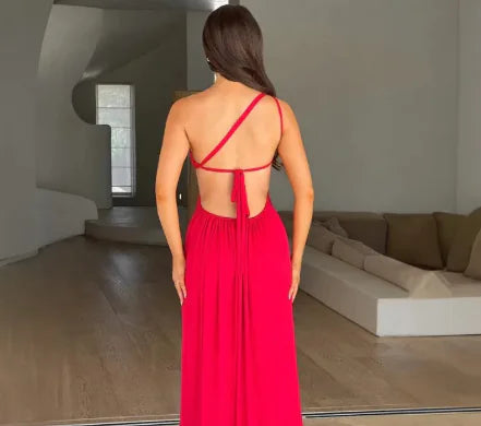 Backless Slit Maxi Street Fashion Dress