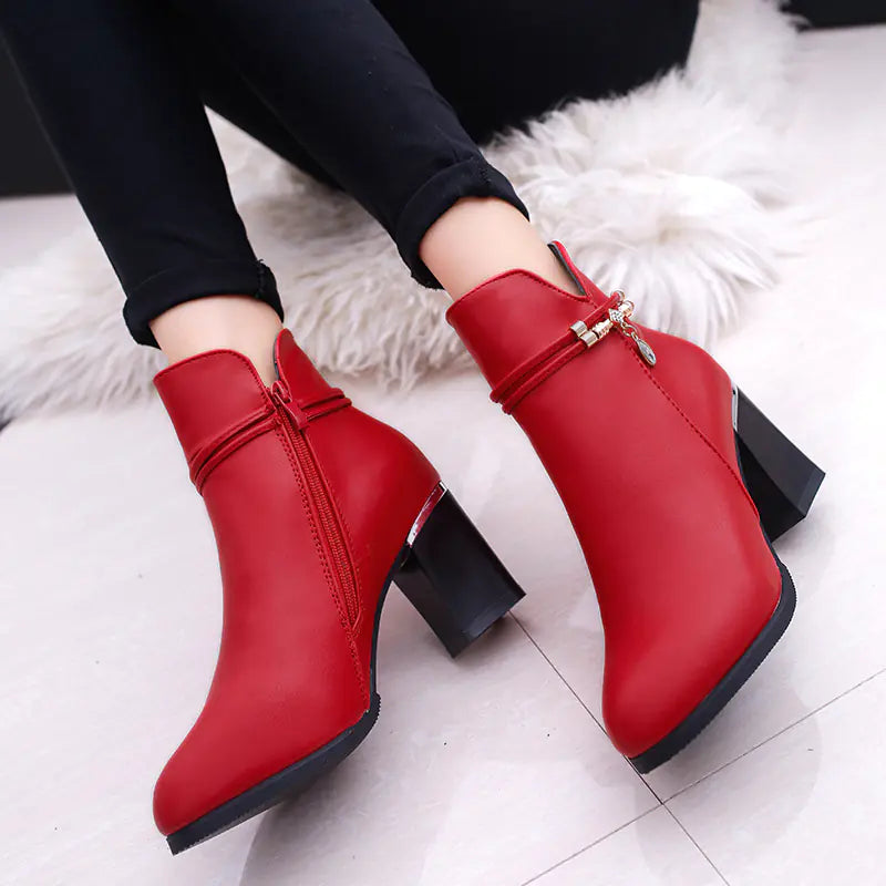 Chunky Heel Round Toe Martin Boots