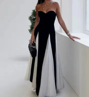 Elegant Satin Gradient Backless Lace-Up Maxi Dress