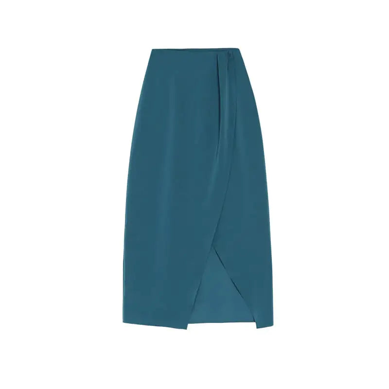 Irregular Slit Satin Skirt