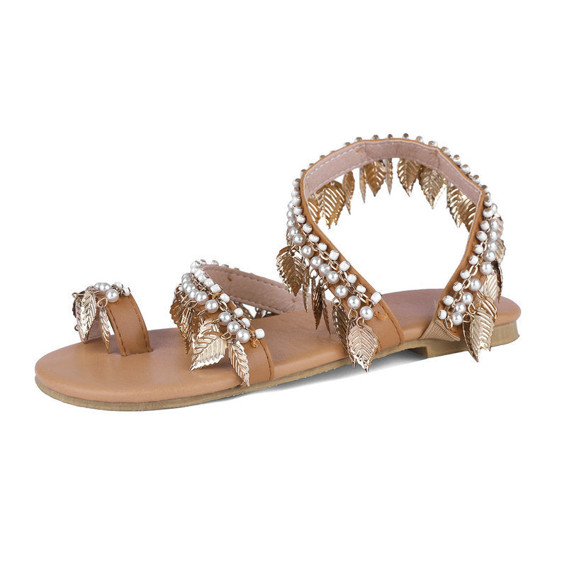 One Word Buckle Rhinestone Sweet Sandals