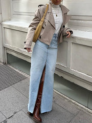 Women's Casual Washed Denim Skirt