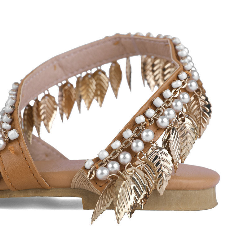 One Word Buckle Rhinestone Sweet Sandals