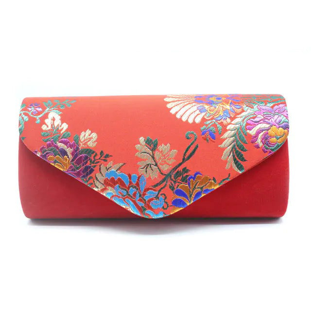Vintage Embroidered Flower Evening Clutch