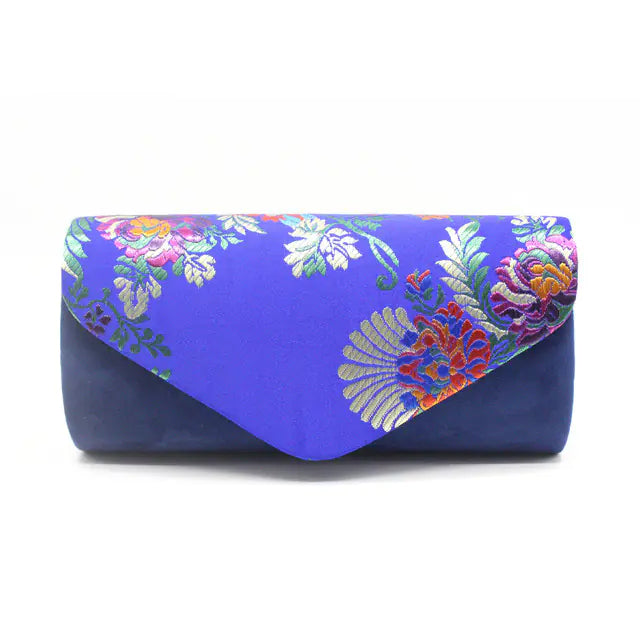 Vintage Embroidered Flower Evening Clutch