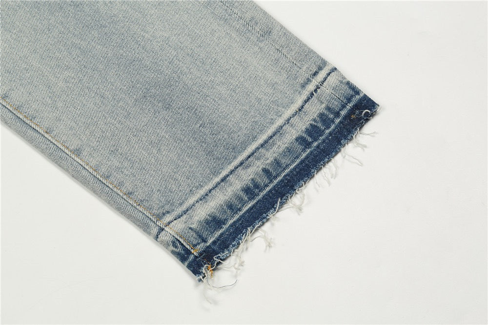 Men's Light Washed Loose Straight Leg Jeans