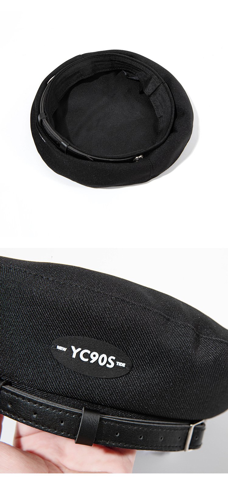 Style Retro Metal Leather Beret