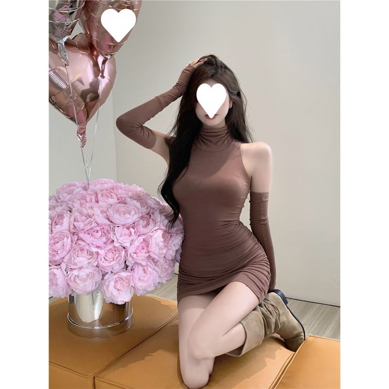 Sexy Turtleneck Vest Oversleeve Dress