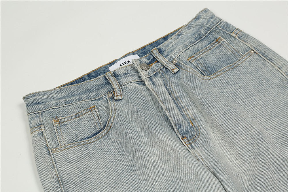 Men's Light Washed Loose Straight Leg Jeans