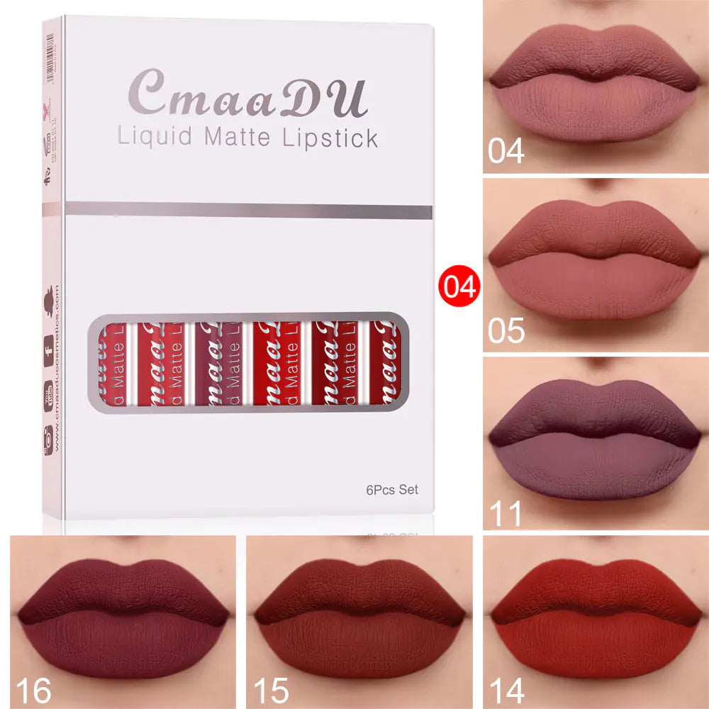 6-Pack Matte Non-Stick Lip Gloss Set