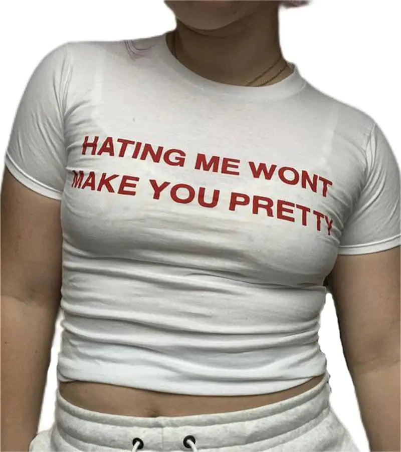 Short Sleeve Graphic Crop Tops Grunge T-Shirts