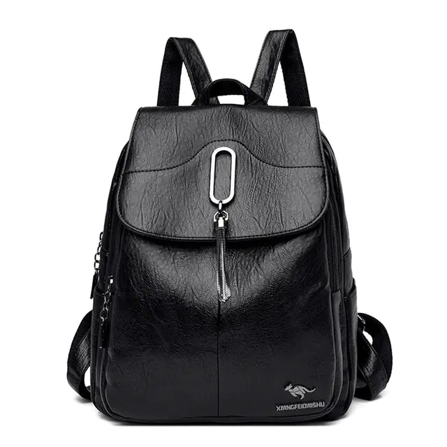 High-Capacity Soft Leather Backpack
