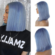 Licoville Light Blue Bob Wig - 13×4 HD Lace Front Human Hair