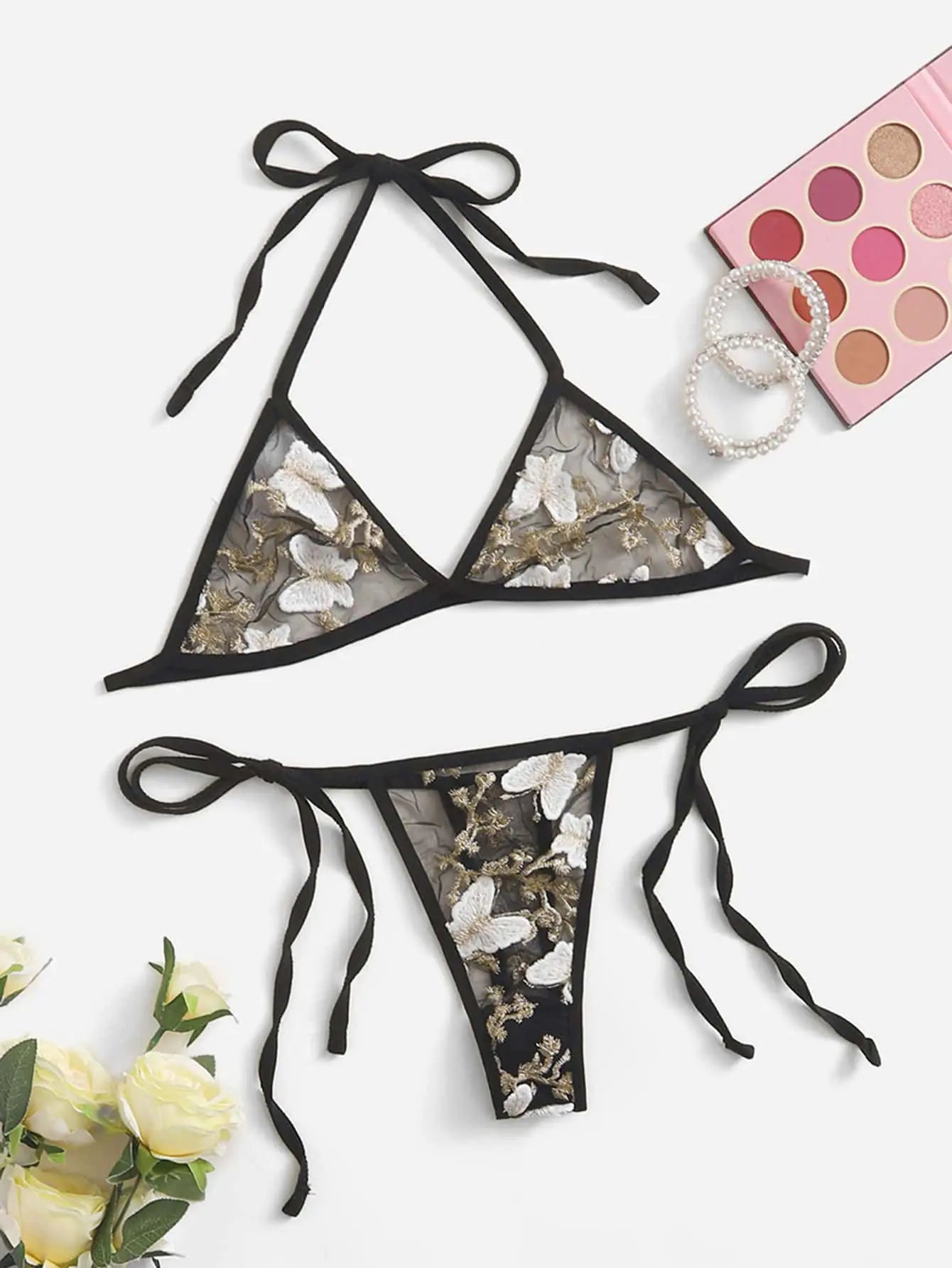 Elegant Three-Point Lace Lingerie Set