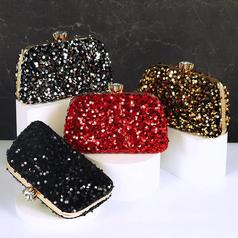 Glamorous Gold Sequined Evening Clutch