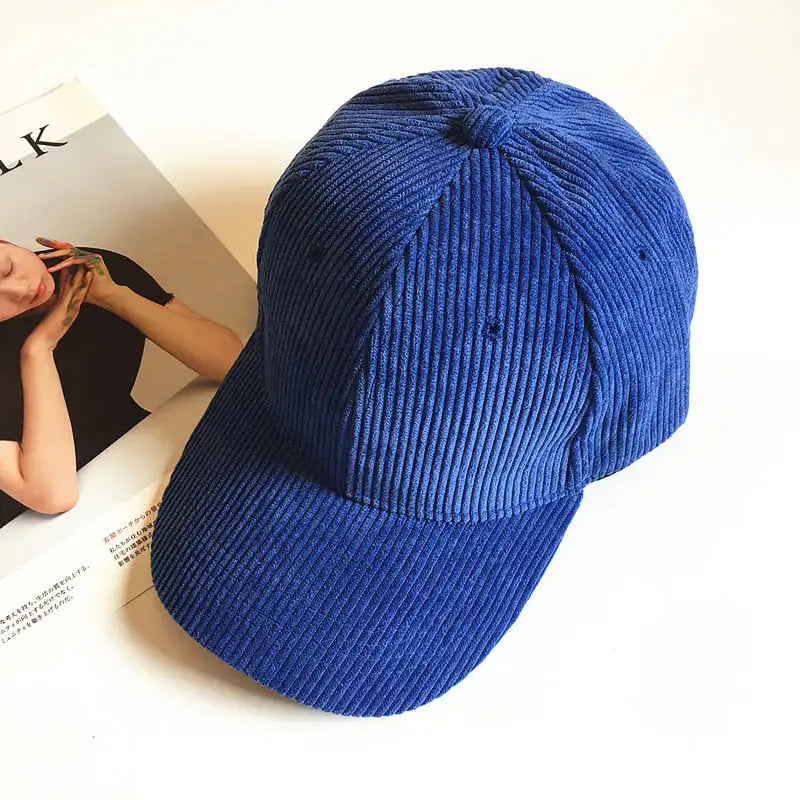 Unisex Corduroy Striped Duck Tongue Hat