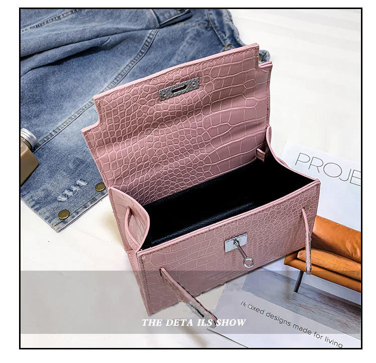 Crocodile Texture Luxury Handbag