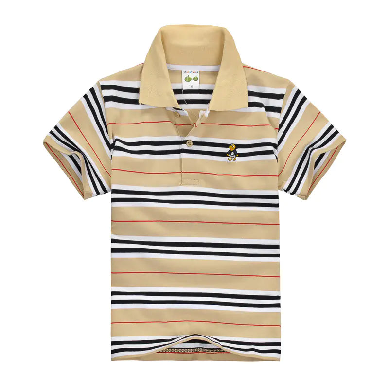 CUHK Children's Cotton Striped Lapel Polo Shirt