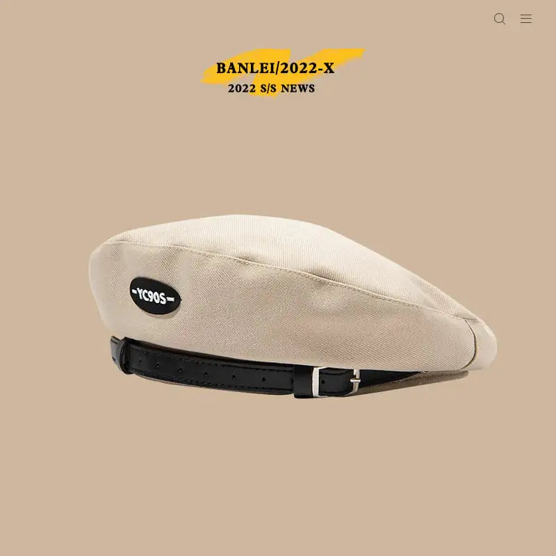 Style Retro Metal Leather Beret
