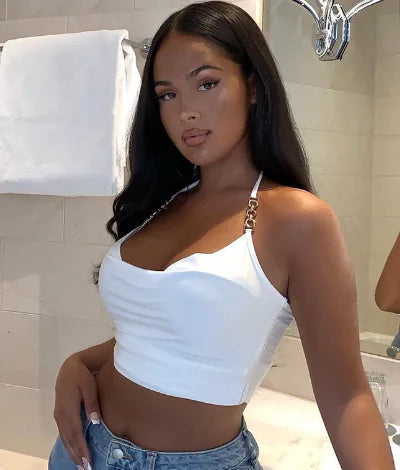 Metal Neck Lacing Crop Top