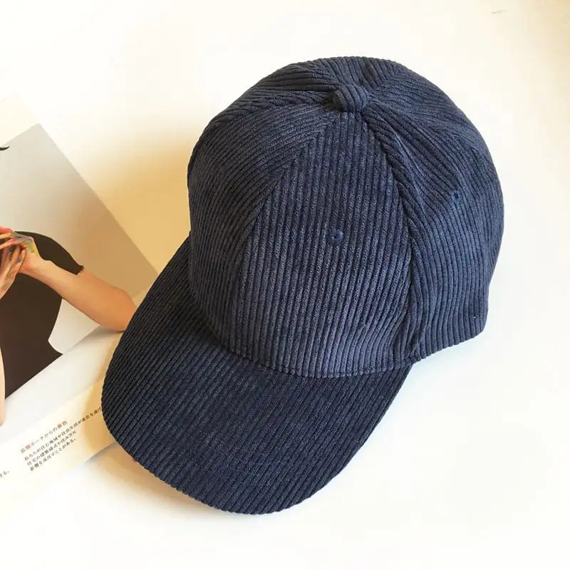 Unisex Corduroy Striped Duck Tongue Hat